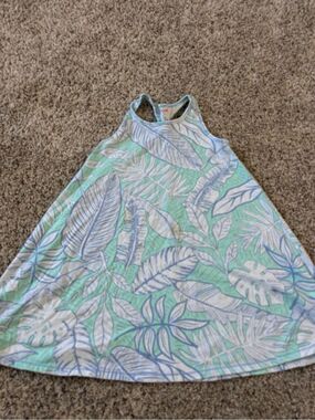 Cat & Jack Mint Green and White Tropical Leaf Tank Dress
